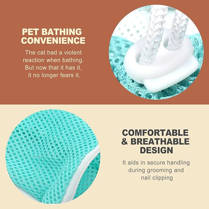 1 Piece Cat Bathing Bag Cat Grooming Bag Mesh Cat Wash Bag for Nail Trimming Ear Cleaning Injecting Restraint Bag Cat Shower Net Bag Supplies