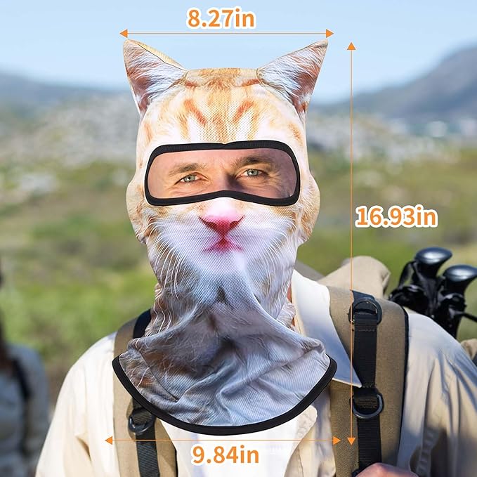Ski Mask, 3D Cat Ski Mask Balaclava Sheisty Face Men Women, Cat Mask with Ears, Cute Full Face Shiesty Mask Animal Ski UV Sun Protection Face Mask for Outdoor Hiking Riding Ski Raves Party Yellow