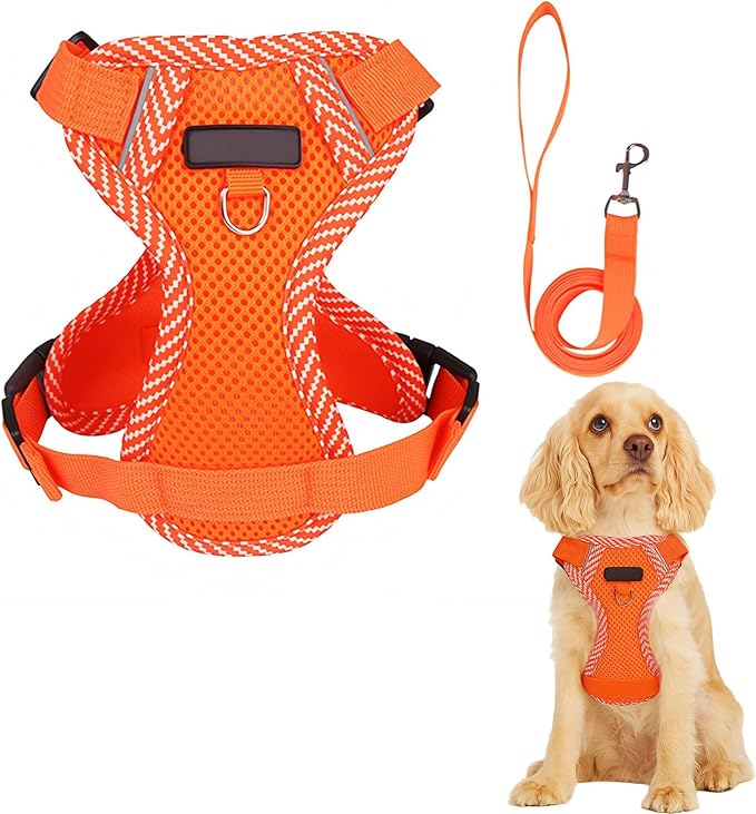 Cat Harness and Leash Escape Proof Harness for Kitten Puppy Adjustable Breathable Cats Dog Easy Walk Seatbelt Medium, Orange
