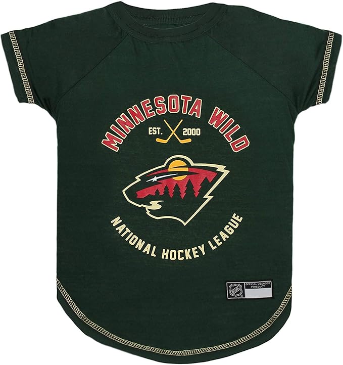 NHL Minnesota Wild Tee Shirt for Dogs & Cats, Medium. - Are You A Hockey Fan? Let Your Pet Be An NHL Fan Too!