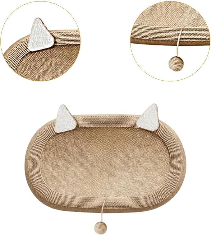 Gralara Cat Scratcher Bed Lounge Bed 2 in 1 Indoor Furniture Protector Kitten Grinding Claws Sturdy Scratching Board Scratch Pad, with Ears
