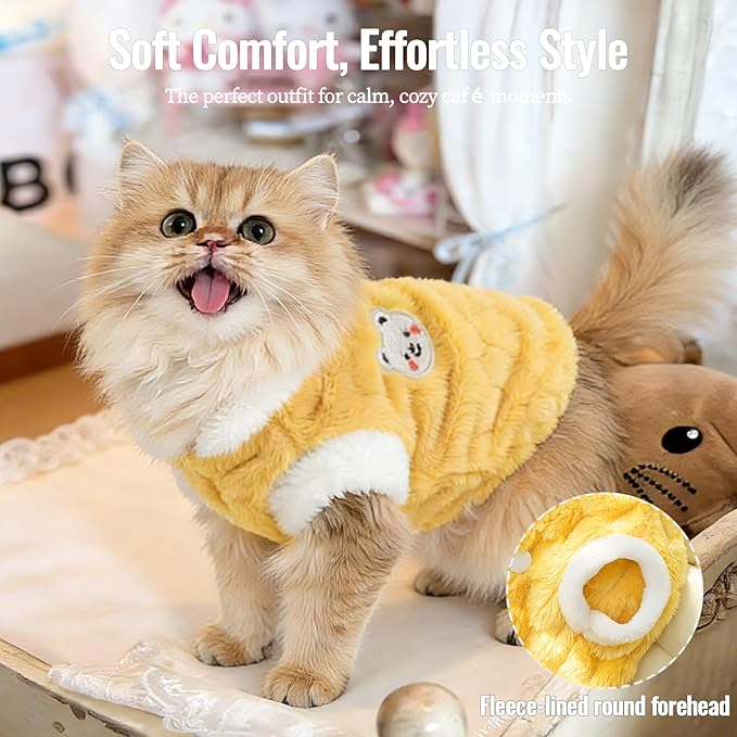 Dog Sweater for Small Dogs Puppy Cats Winter Warm Soft Pet Clothes Pullover Cute Extra Small Dog Apparel, Cat Sweaters for Cats Only Fit Chihuahua Yorkie(Yellow, L)