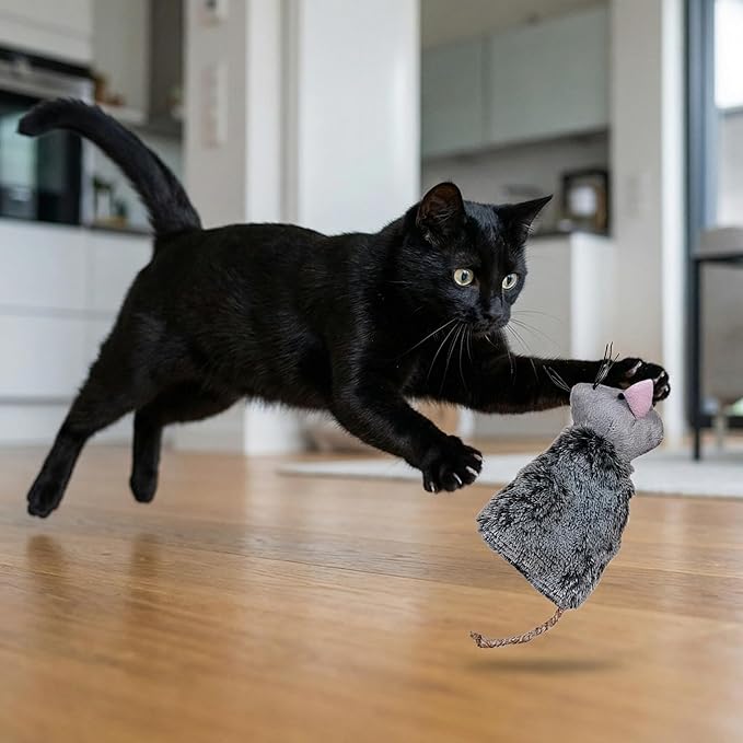 Ciieeo 3pcs Refillable Catnip Cat Toys for Indoor Cats & Kittens Plush Interactive Teething Chew Toy Mouse Shaped Catnip Pillow Assorted Colors