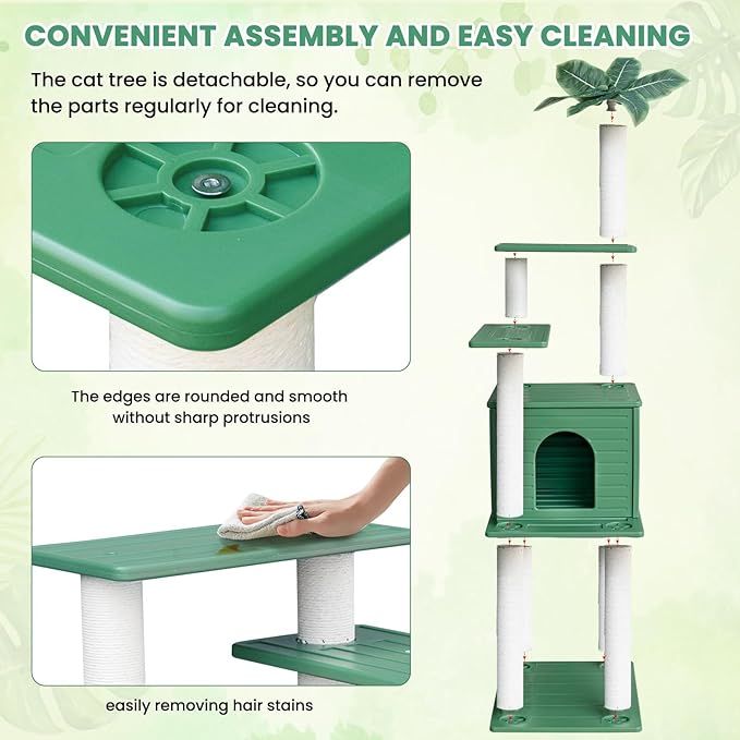 72 Inches Tall Cat Tree, Outdoor Cat House, Weatherproof Large Cat Condo with Cat Scratch Post, for Outdoor and Indoor Cat Towers