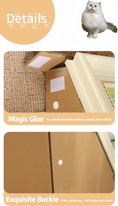Horizontal Oil Painting Cat Bed & Scratcher - Durable Art Frame with Replaceable Art, Cat House for Indoor Cats Simple-Assembled Bed Couch Cave Condo Home Decoration(Starry Night &Sunflower)