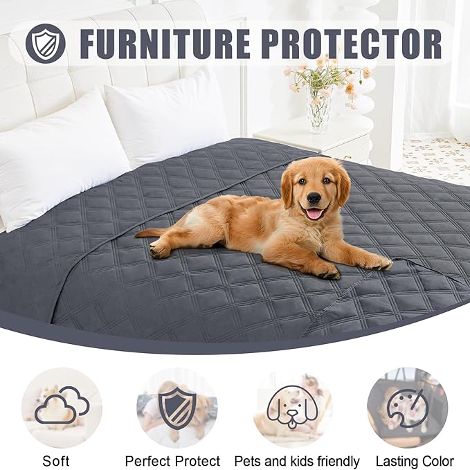 Smiry Waterproof Dog Bed Cover Blanket 40x80, Soft Reversible Pet Blanket, Washable Leakproof Cats Dogs Couch Cover for Sofa, Couch, Furniture, Dark Grey/Dark Grey