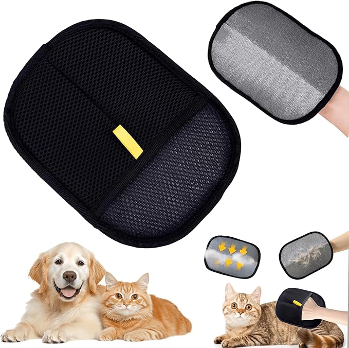 Pet Hair Removal Glove | Electrostatic Deshedding for Dogs & Cats | Reusable Grooming Glove for Furniture, Car & Clothing (1 PC)