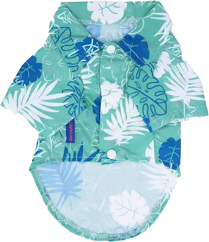 EarthPETS Hawaiian Style Pet Shirt for Dogs and Cats, Made with Super Soft Cotton & Breathable Fabric Pet Shirt Pet Clothes, Baby Green, L