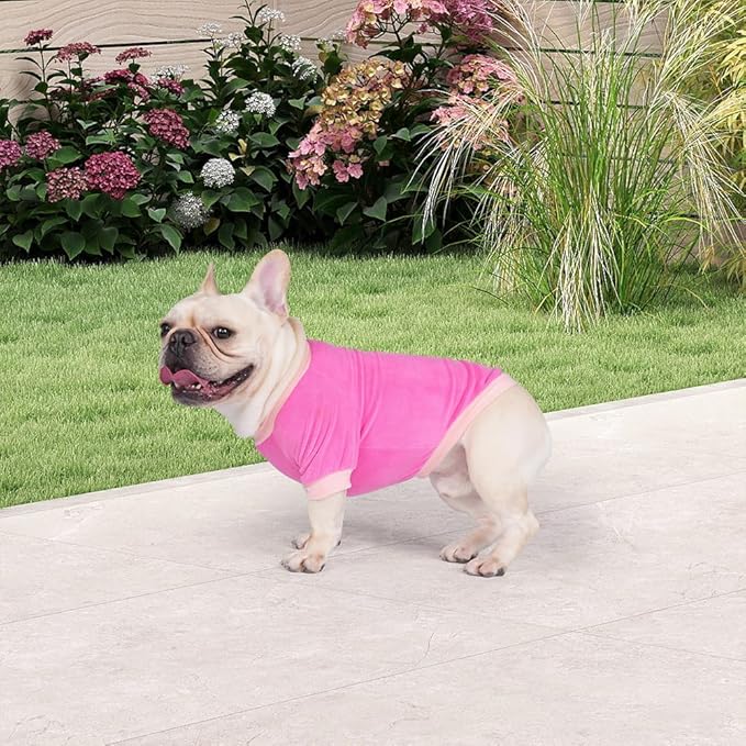 Classic Fleece Dog Sweater – Soft & Warm Stretchy Sweatshirt for Small Dogs & Cats, Cold-Weather Pullover for Everyday Wear (Dark Pink, Small)