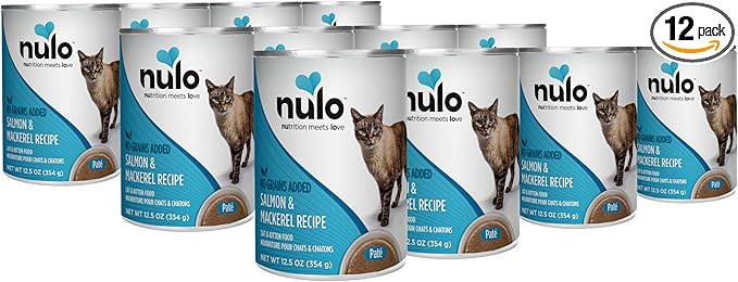 Nulo Salmon & Mackerel Recipe Pate Wet Canned Cat Food, 12.5 Ounce (Pack of 12)