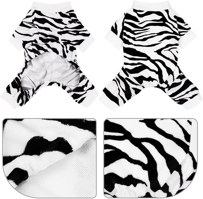 Adorable Zebra Print Dog Pajamas – Lightweight, Cozy Four-Legged Outfit for Small to Large Dogs and Cats, Soft and Snuggly Pet Wear for Everyday Comfort and Cuteness.Black 3XL