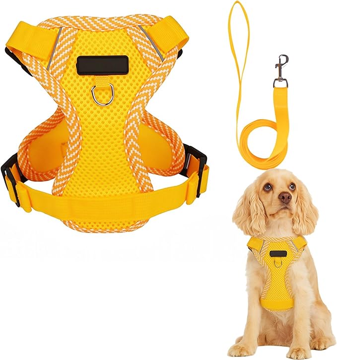 Cat Harness and Leash Escape Proof Harness for Kitten Puppy Adjustable Breathable Cats Dog Easy Walk Seatbelt Large, Yellow