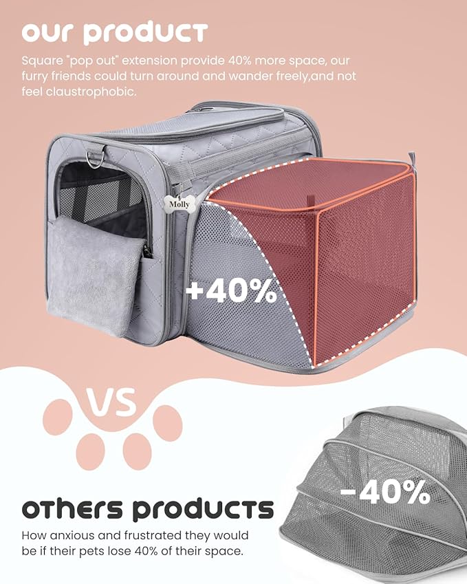 MIDOG Cat Carrier Soft for Small to Medium-Sized Cats,Up to 25 Lbs, Large Soft Sided Pet Carrier,Collapsible Travel Cat Carriy Bag(Beige,20 inch x 13 inch x 13 inch)