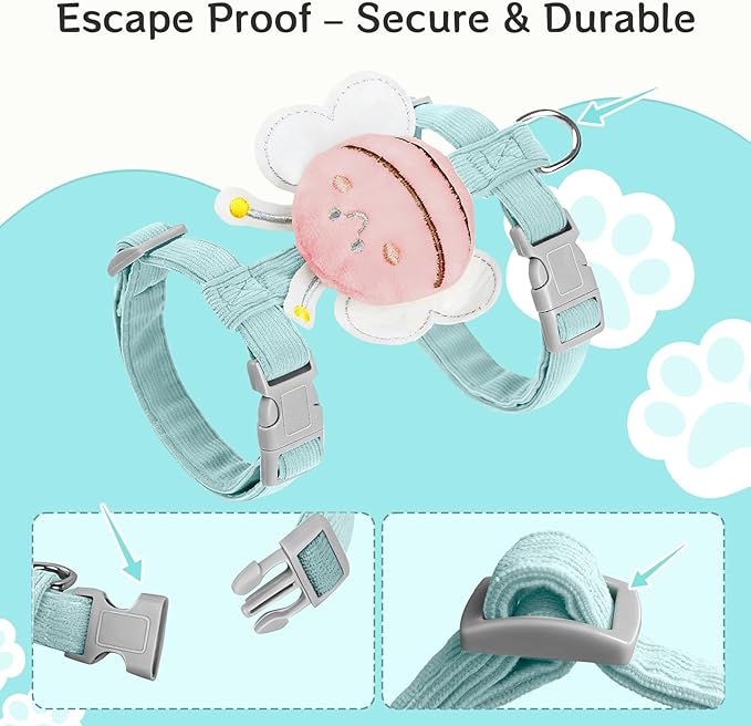 Cat Harness and Leash Set - Breathable Adjustable Soft Vest for Cats, Escape Proof Kitten Harness for Easy Control and Daily Outdoor Walking