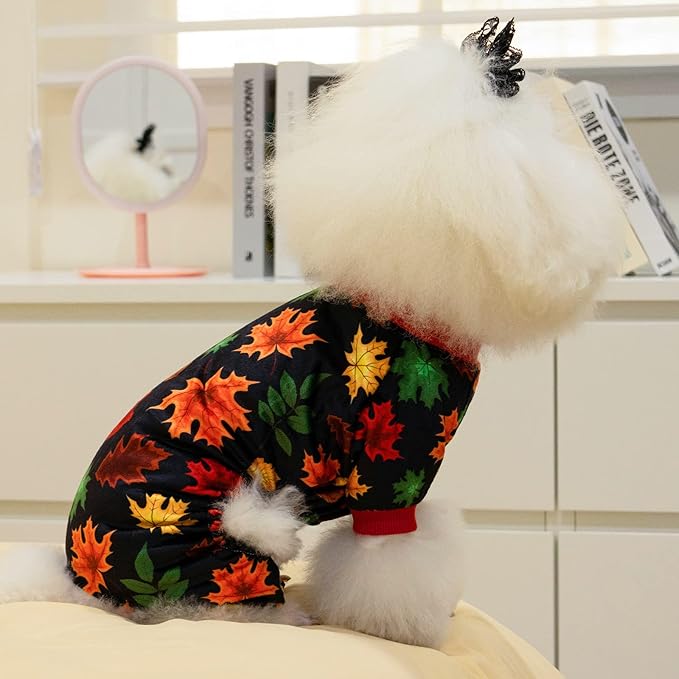 CuteBone Dog Halloween Pajamas Puppy Onesies Small Dogs Soft Pjs Coat Cat Apparel Comfy Pet Christmas Clothes Outfit Doggie Bodysuit P265S