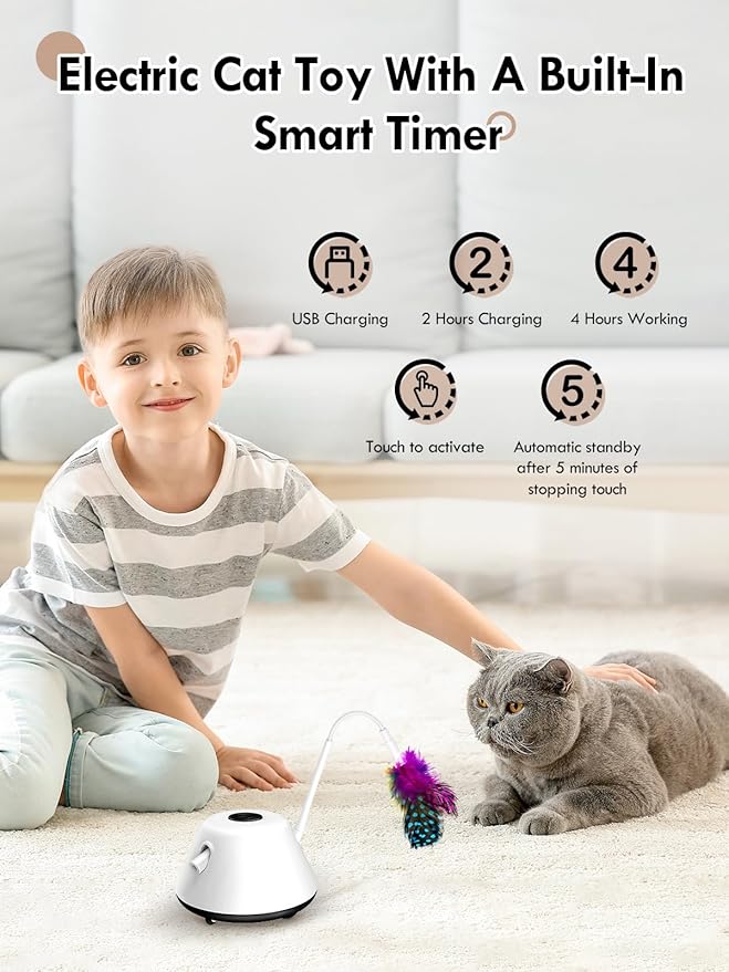 3-in-1 Cat Laser Toy, Cat Toys, Interactive Cat Laser Toy,3 Speed Play Modes,Smart Standby,USB Powered,Rubber Wheels for Adult Cats Kitten to Keep Busy Exercise