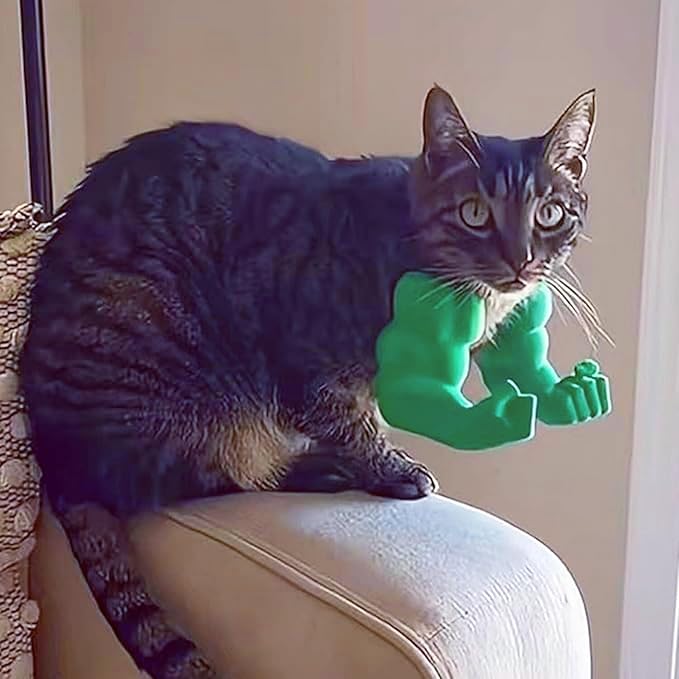 Cat Arms Muscle Arms for Cats Neck Funny 3D Printed Arm Cosplay Accessories (Green)