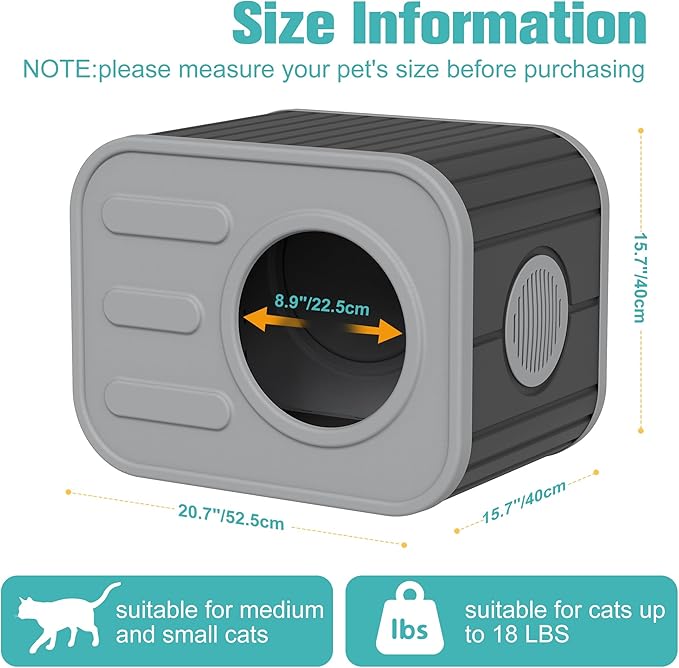 Outdoor Cat House Weatherproof with Camera-Shaped Design, Sturdy Resin Outside Cat Shelter for Patio, Insulated Cat House for Outdoor Cats