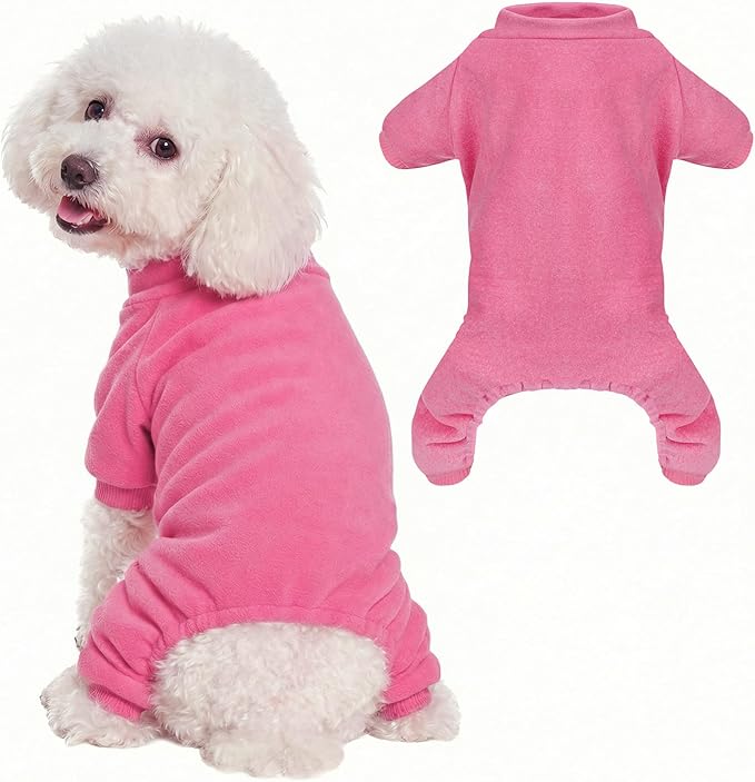 choyaxo Velvet Dog Pajamas Stretchy Pet Clothes Puppy Jumpsuit Solid Color Cat Clothes for Small Pet Dog and Cat (Pink, Large)