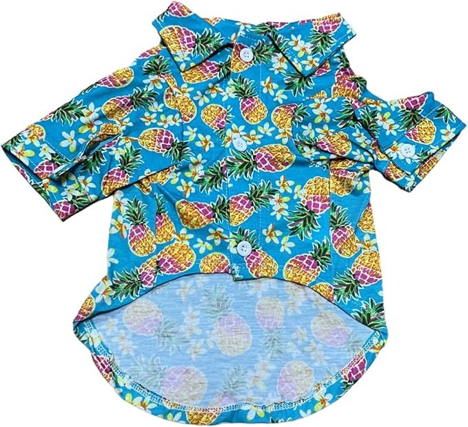 Tangpan Hawaiian Beach Coconut Tree Print Dog Shirt Summer Camp Shirt Clothes(Pineapple,M)