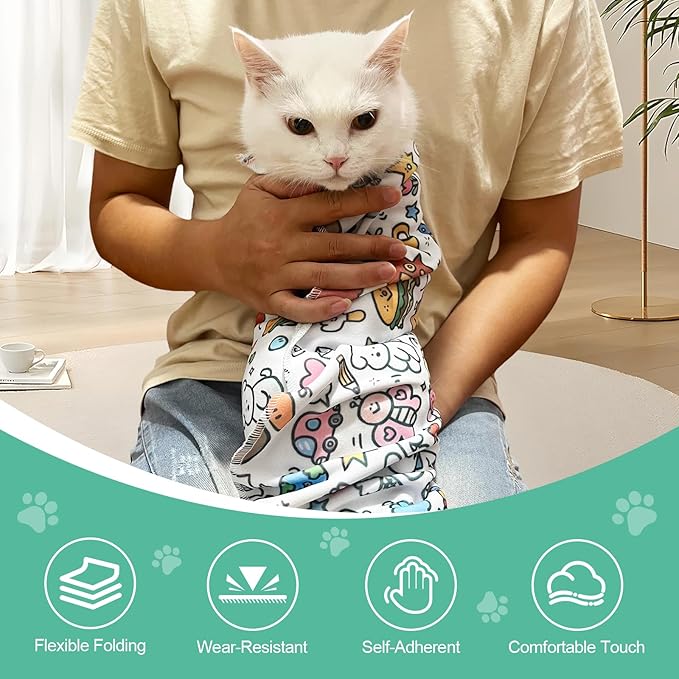 Cat Grooming Wrap for Nail Clipping, 21.65" Anti-Scratch & Escape-Proof Cat Restraint Swaddle, Pet Burrito Wrap Multifunctional Grooming Tool for Cats (Within 8lbs)