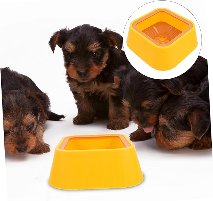 POPETPOP Innovative Floating Cat Dog Water Bowl No Spill Sturdy Plastic Dry-Mouth Cat Feeder Pet Accessory
