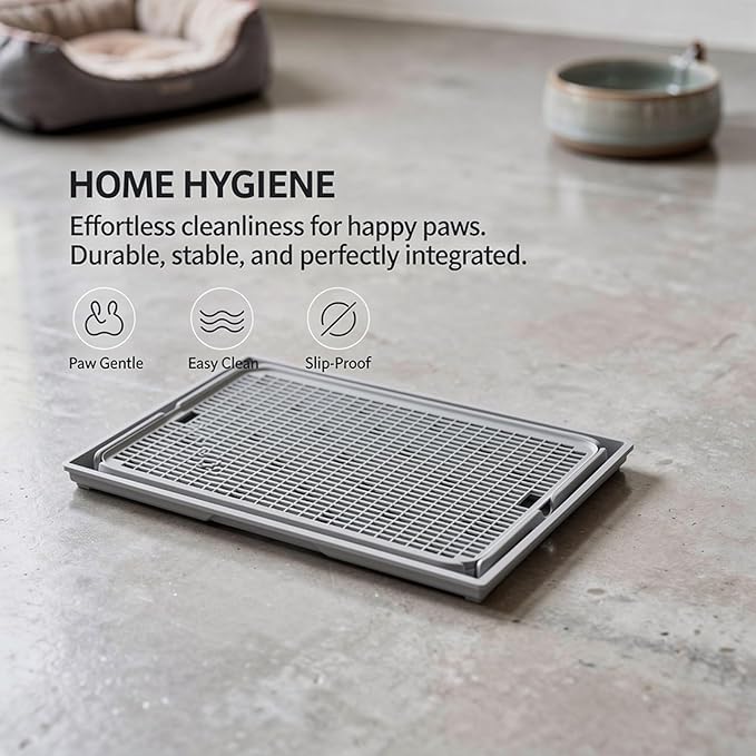 Odor Control Cat Litter Mat, Double Layer Trapper Pad, 16.5 X 11.2 X 0.8 in, Light Grey, Anti-Slip Plastic,
