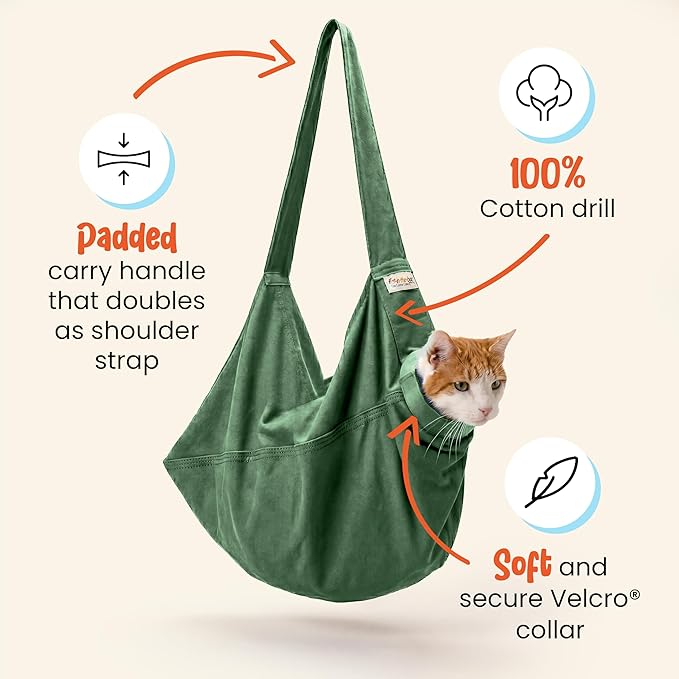 Cat-in-the-Bag Cozy Comfort Carrier - Extra Large Green Pet Carrier and Cat Carrier Soft for Cutting Nails, Vet Visits, Medication Administration, Dental Care, & Travel