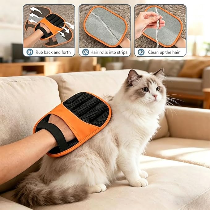 Upgraded Pet Hair Removal Glove for Cats & Dogs, New Thickened Five-Finger Electrostatic Pet Hair Remover Glove | Reusable Brush Pet Hair Remover for Couch, Carpet, Car Seat & Laundry