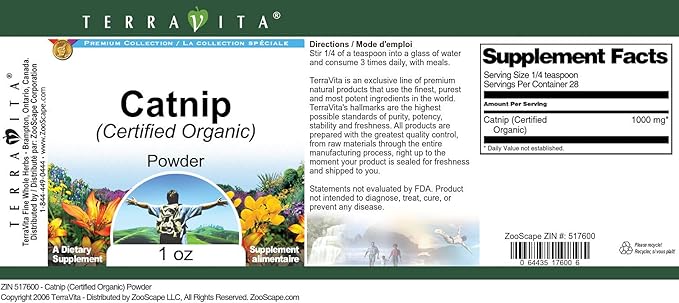 Catnip (Certified Organic) Powder (1 oz, ZIN: 517600)