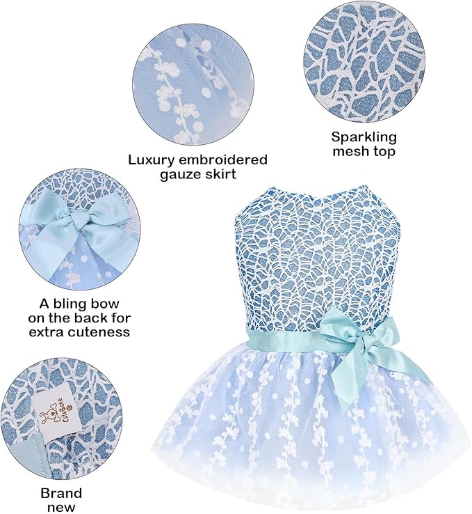 CuteBone Dog Birthday Dress Girl Puppy Skirt Tutu Cat Wedding Outfit Pet Party Clothes for Small Dogs Costume DD22S