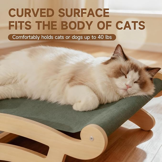 Cat Scratcher Bed, Wood Cat Couch & Sisal Scratching Board, Sturdy Cat Hammock & Scratch Pad Lounge for Indoor Cats, Multi-Cat Furniture for Deep Sleep