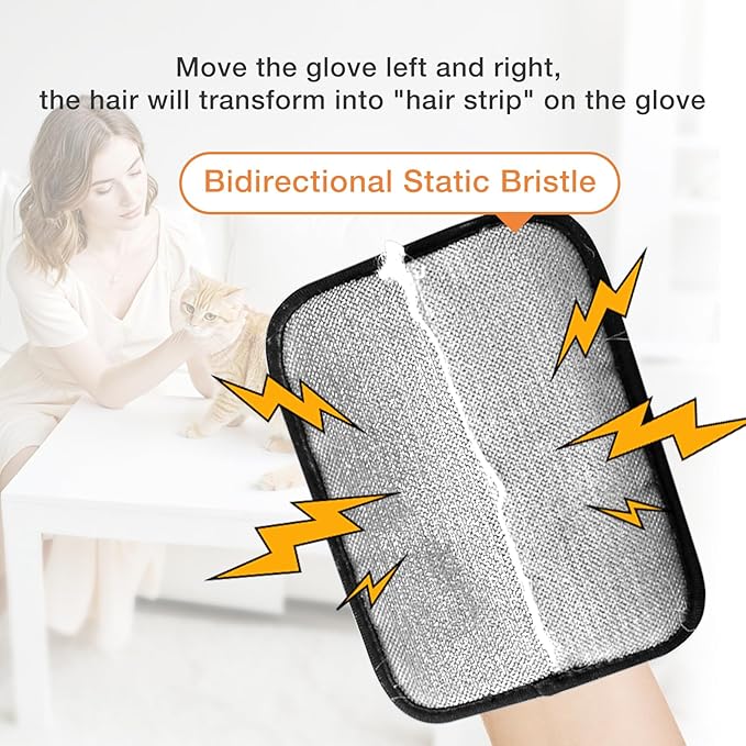 TroisAmis Pet Hair Removal Glove for Dogs & Cats, Electrostatic Gloves Pet Hair Removal Tool Mitt，Dog&Cat Hair Remover for Furniture Couch, Carpet, Clothing and Bedding，Reusable Pet Hair Remover Tool