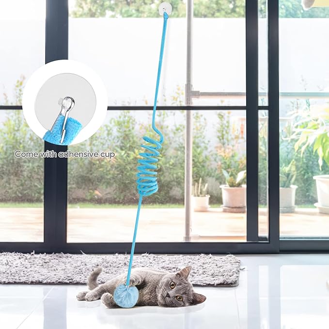 Cat Spring Toys, Self-Play Hanging Stretchable Cat Spring with Bell, 3 Pack Soft Plush Interactive Cat Toys for Indoor Cats Kitten Chasing and Playing