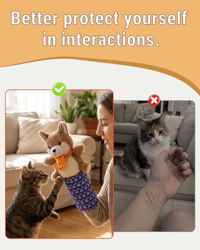 Cat Wrestling Glove Toy | Karate Kitty Puppet with Built-in Catnip - Interactive Karate Kitty Cat Toy Puppet for Safe Play, Exercise & Bonding with Cats