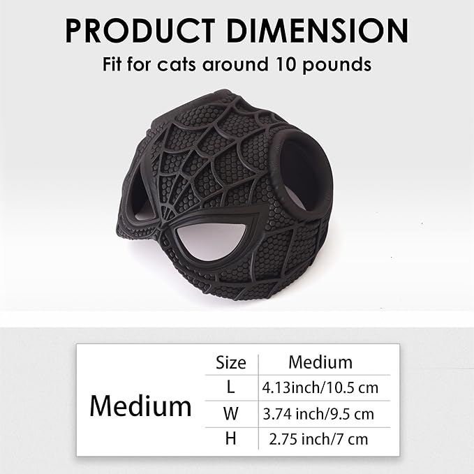 Yipintang Cat Bat Mask Halloween Costumes Accessories for Cats, Cat Bat Cosplay Apparel (Medium, Black Spider)