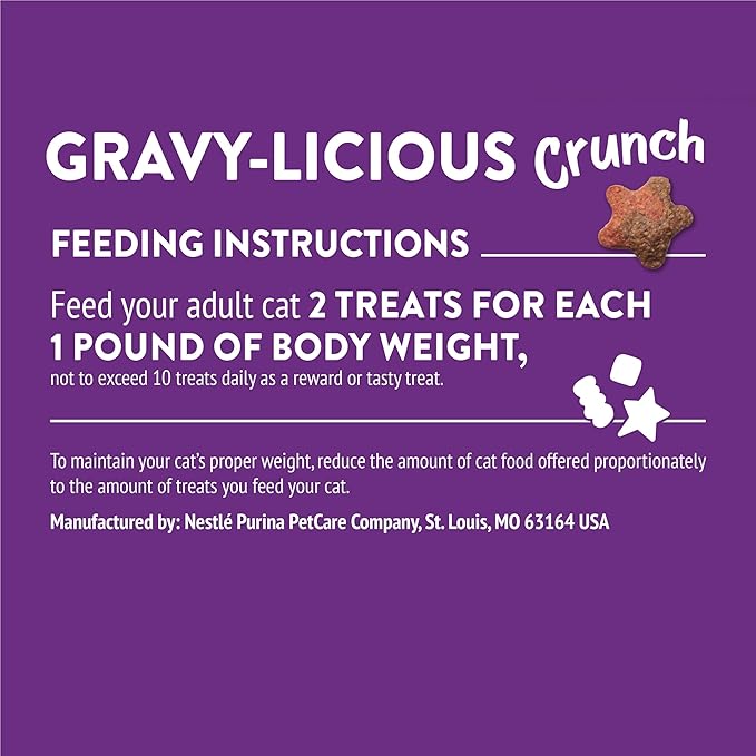 Purina Friskies Cat Treats, Party Mix Gravy-licious Crunch Turkey and Gravy Flavors - (Pack of 6) 6 oz. Pouches