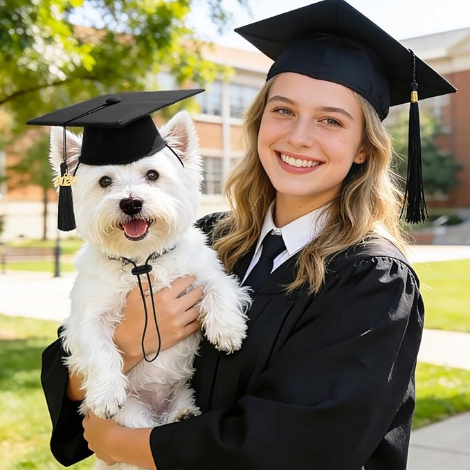 JULMELON Pet Graduation Caps with 2026 Black Tassels, Dog and Cats Graduation Hats Adjustable Mini Graduation Caps for AKC Graduation Photo Props Holiday Costume Accessories