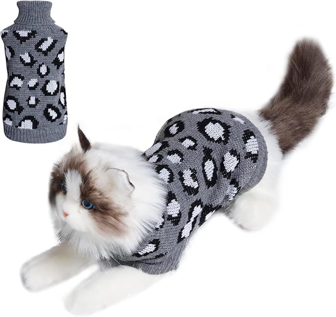 Cat Sleeveless Sweater Knitted Clothes for Cat Small Dogs Winter (Gray,Small)