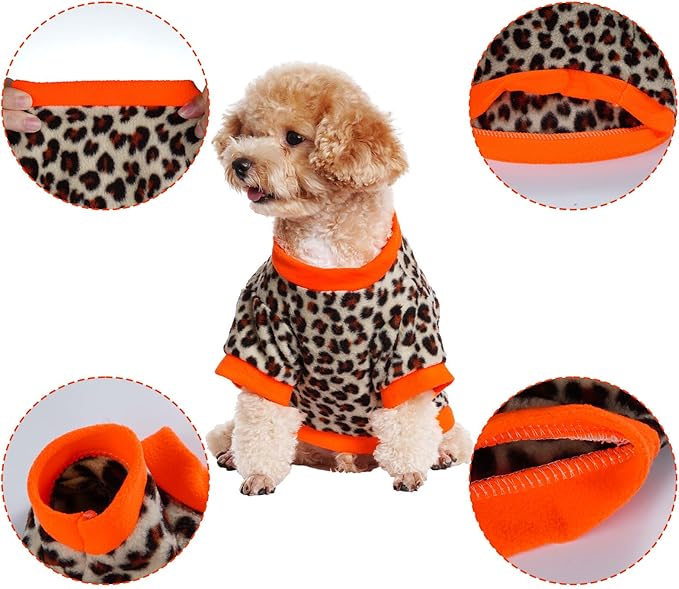 Rbenxia 4 Pcs Dog Fleece Sweaters Puppy, Warm Soft Fleece Sweater Doggie Sweatshirt Dog Pajamas Puppy Clothes for Winter, Small Dogs Cat Pets Outfits (Medium)