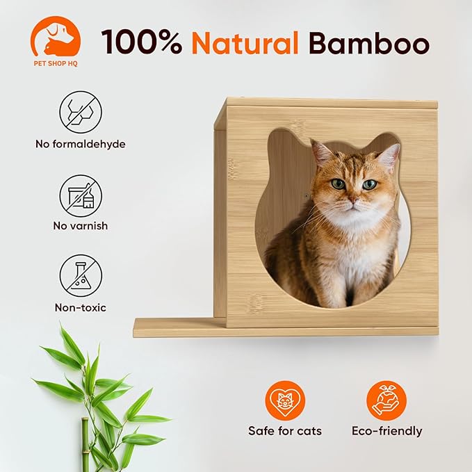 Wall-Mounted Cat Furniture for Climbing - Indoor Wooden Floating Shelves, Perches, Hammock, Bed, Bridges, and Walkways - Different Models Available