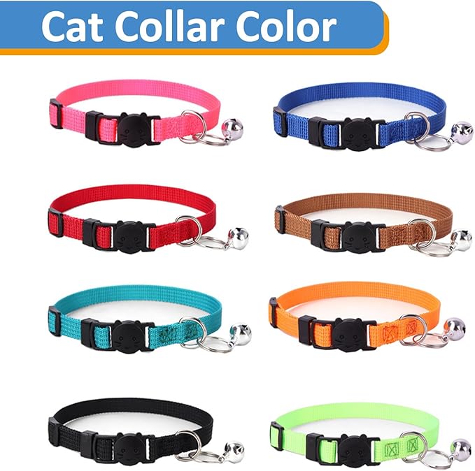 Personalized Cat Collars, Embroidered with Pet Name and Phone Number, Adjustable Nylon Breakaway Safety Release Buckle ID Collar,Custom Text with Bell for Cat or Kitten,Red