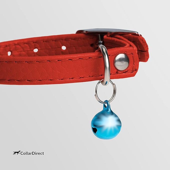 CollarDirect Leather Cat Collar with Removable Bell – Safety Elastic Strap (Breakaway Alternative) – Kitten Collar for Small & Big Boy & Girl Cats