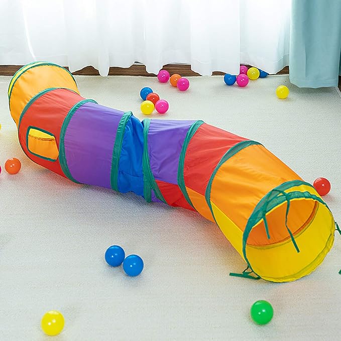 iCAGY Cat Tunnel for Indoor Cats, Rabbit Tunnel Toys, Pet Toys Play Tunnels for Cats Kittens Rabbits Puppies Crinkle Pop Up Dark Grey 47" Shape S