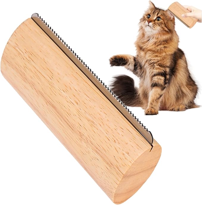 Cat Shedding Brush - Undercoat Remover Comb | Wooden Pet Grooming Brush for Kittens and Medium Large Cats, Removes Loose Long and Short Hair, Gentle Tool for Healthy Coat Care