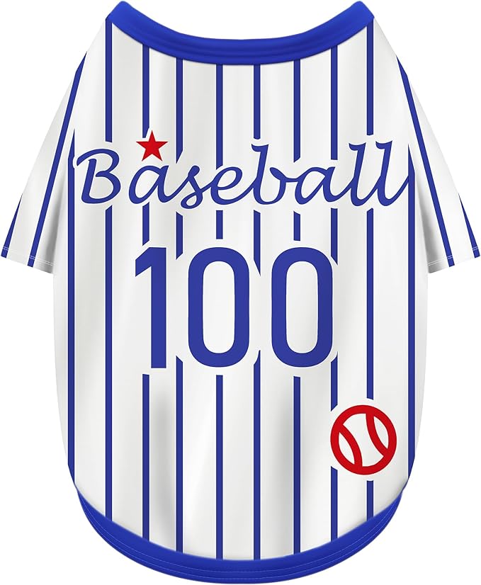 Paiaite Sleek Striped Dog Vest: Sleeveless Baseball-Style Dog Shirt, Ideal Fit for Small, Medium, and Large Breeds,Polyester Fabric for Comfort, Breathability, and Stretchiness Blue L