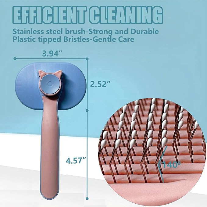 Demiya Dog Brush with Ergonomic Handle, Plastic Pets Grooming Brushes for Dogs, Cat Shedding and Deshedding Tool (Blue)