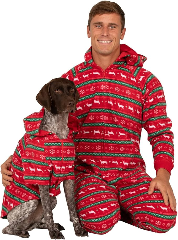 Pet Pjs - Nordic Christmas Pet Pjs Fleece Hoodie Sweaters - Small (Fits Up to 15 lbs) - Pet - Small (Fits Up to 15 lbs)