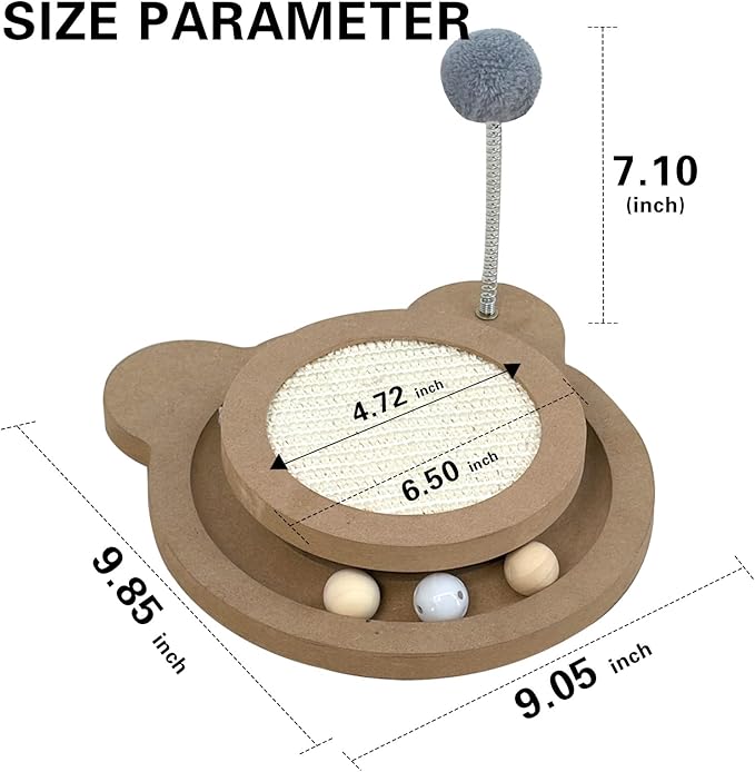 Cute Cat Scratcher,Interactive Scratcher Toys for Indoor Cats and Kitten Natural Sisal Cat Scratch Mats Track Balls Spring Toy