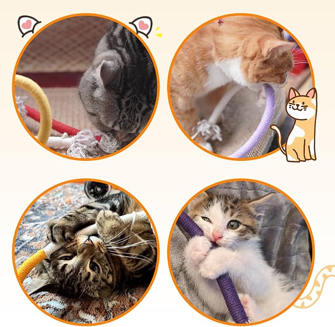 Tocirelo Cat Chew Rope Toy - 6Pack Cotton Cat Chew Toy for Teeth Cleaning, Interactive Kitten Teething Toys to Redirect Chewing from Cord, Cat Nip String Dental Toys for Bored Indoor Cats, 19.7inch